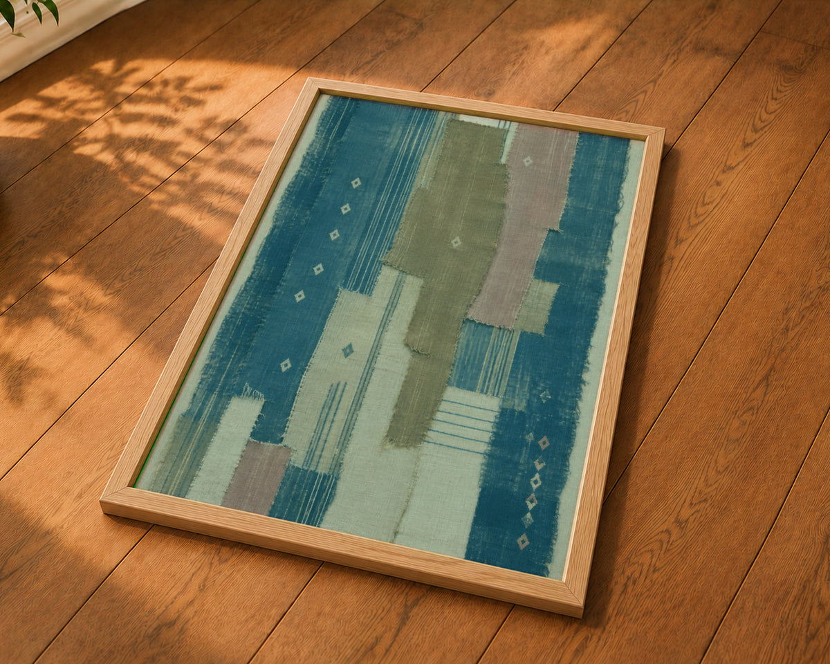 Patchwork Textile Abstract – Textile-Inspired Geometric Wall Art