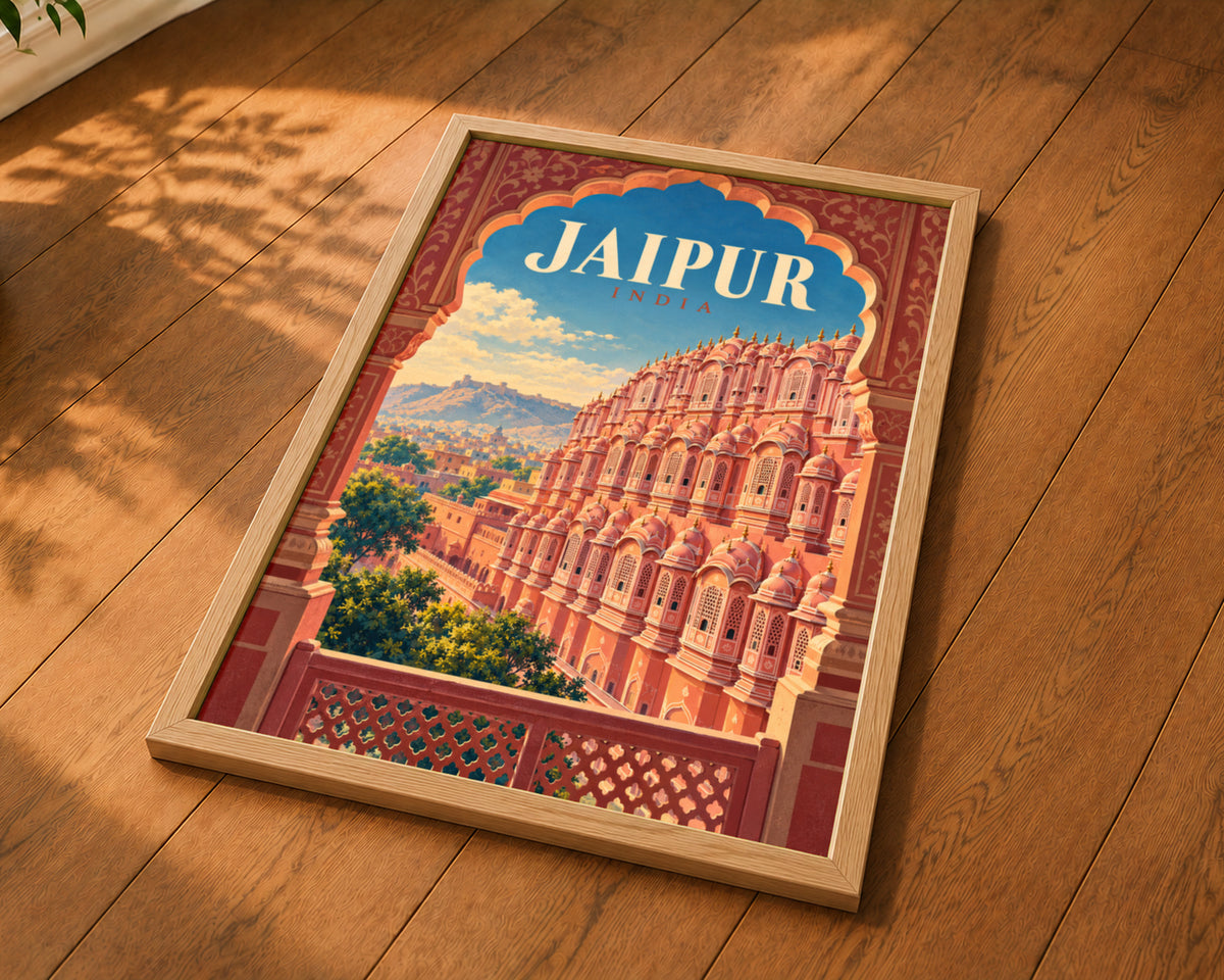 Jaipur India Arch View – Vintage Travel Poster Art Print