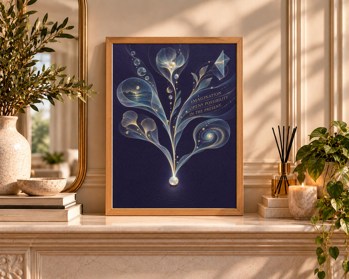 Imagination Opens Possibility – Celestial Floral Art Print