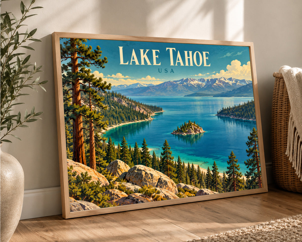 Lake Tahoe Vista – Vintage Travel Poster Wall Art