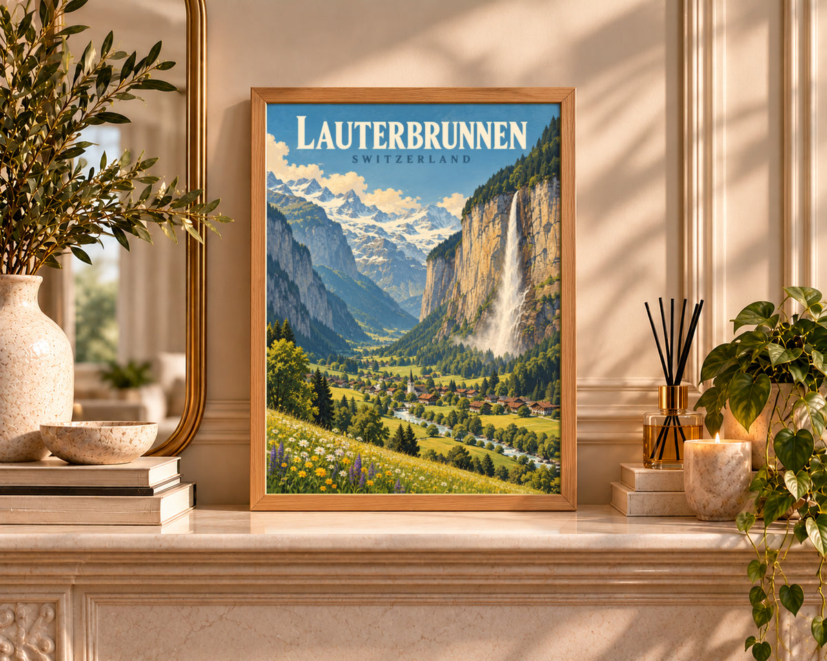 Lauterbrunnen Valley – Swiss Alpine Waterfall Art Print