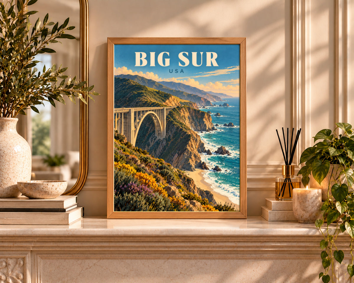 Big Sur Coast Bridge – Vintage Coastal Landscape Art Print