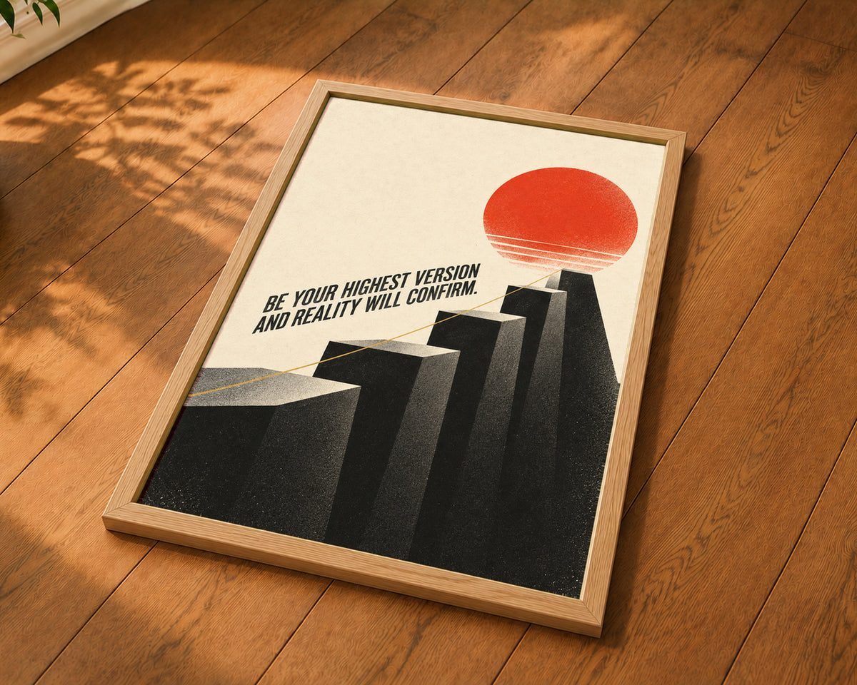 Be Your Highest Version – Retro Motivational Sun Staircase Art Print
