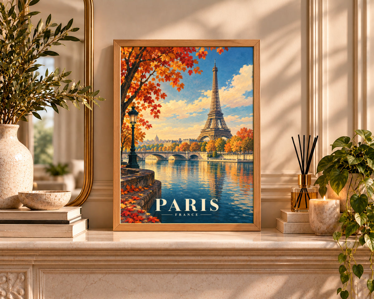 Paris Autumn Eiffel Tower – Vintage Travel Poster