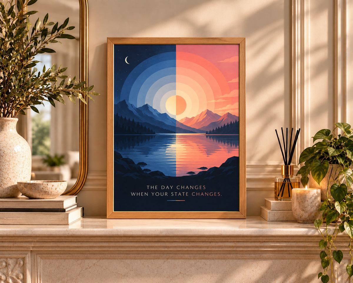 Day and Night Mountain Reflection – Motivational Mountain Landscape Poster