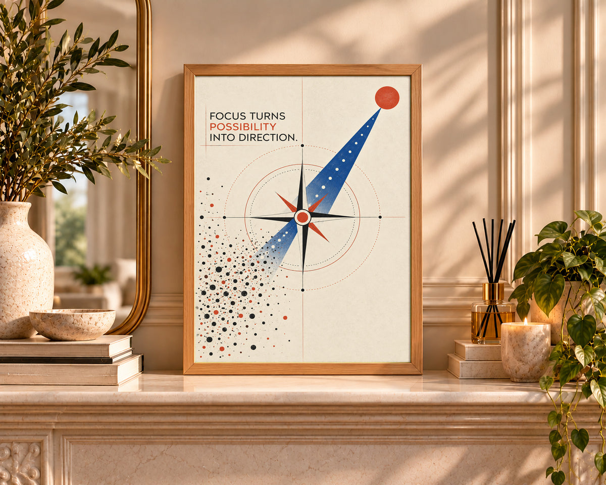 Focus Turns Possibility – Motivational Geometric Wall Art Poster