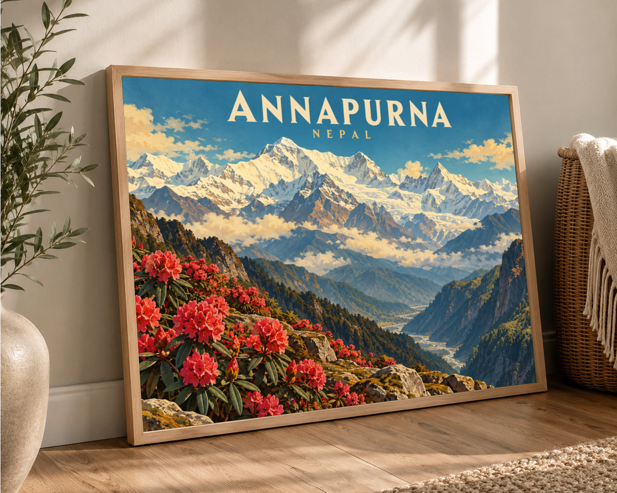 Annapurna Nepal – Vintage Travel Mountain Wall Art