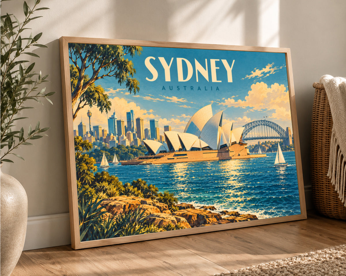 Sydney Harbour Skyline – Retro Travel Poster Art Print