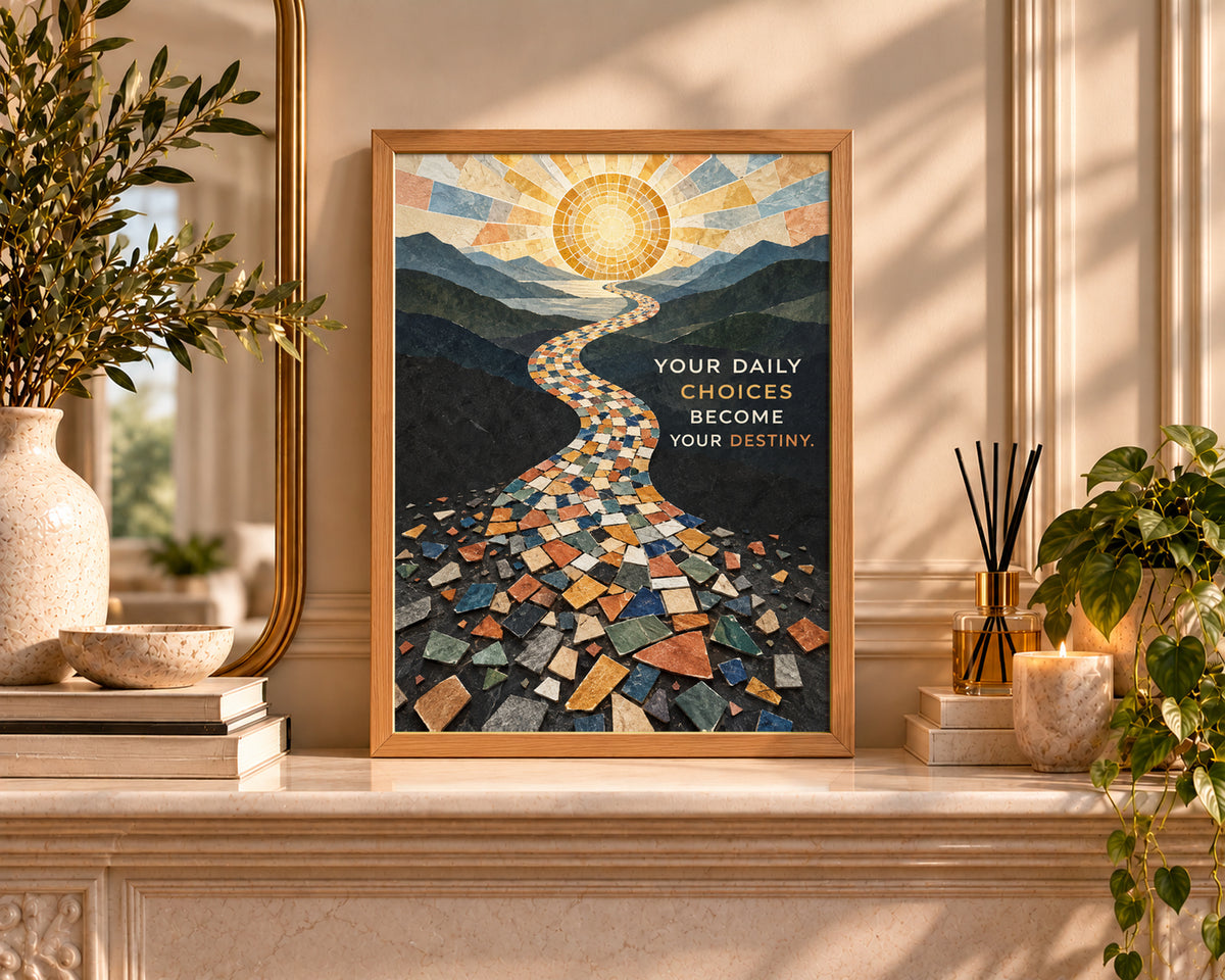 Mosaic Path to Destiny – Motivational Mountain Journey Wall Art
