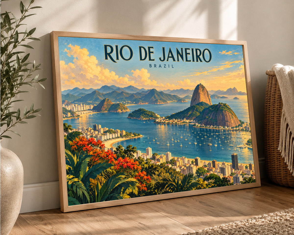 Rio de Janeiro Panorama – Vintage Travel Poster Art Print