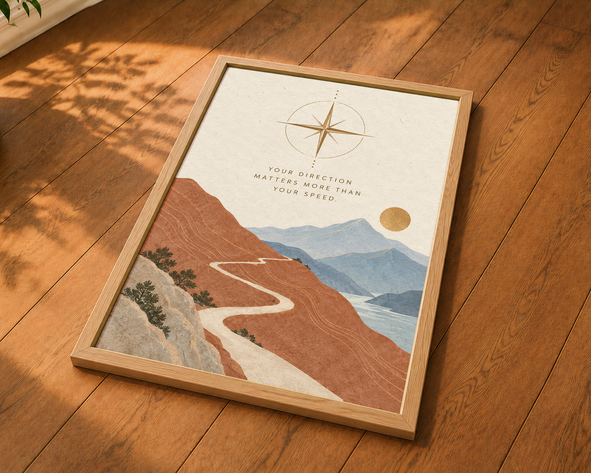 Your Direction Matters – Vintage Compass Journey Art Print