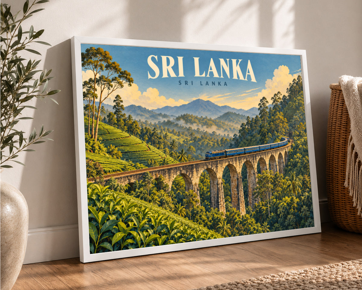 Sri Lanka Railway Viaduct – Retro Travel Landscape Wall Art