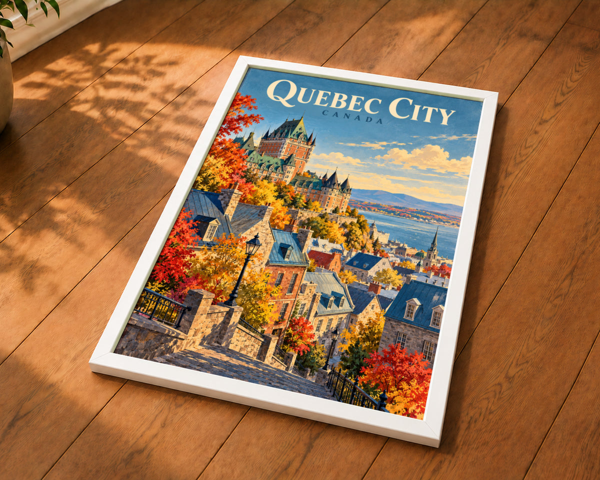 Quebec City Autumn View – Vintage Travel Cityscape Poster