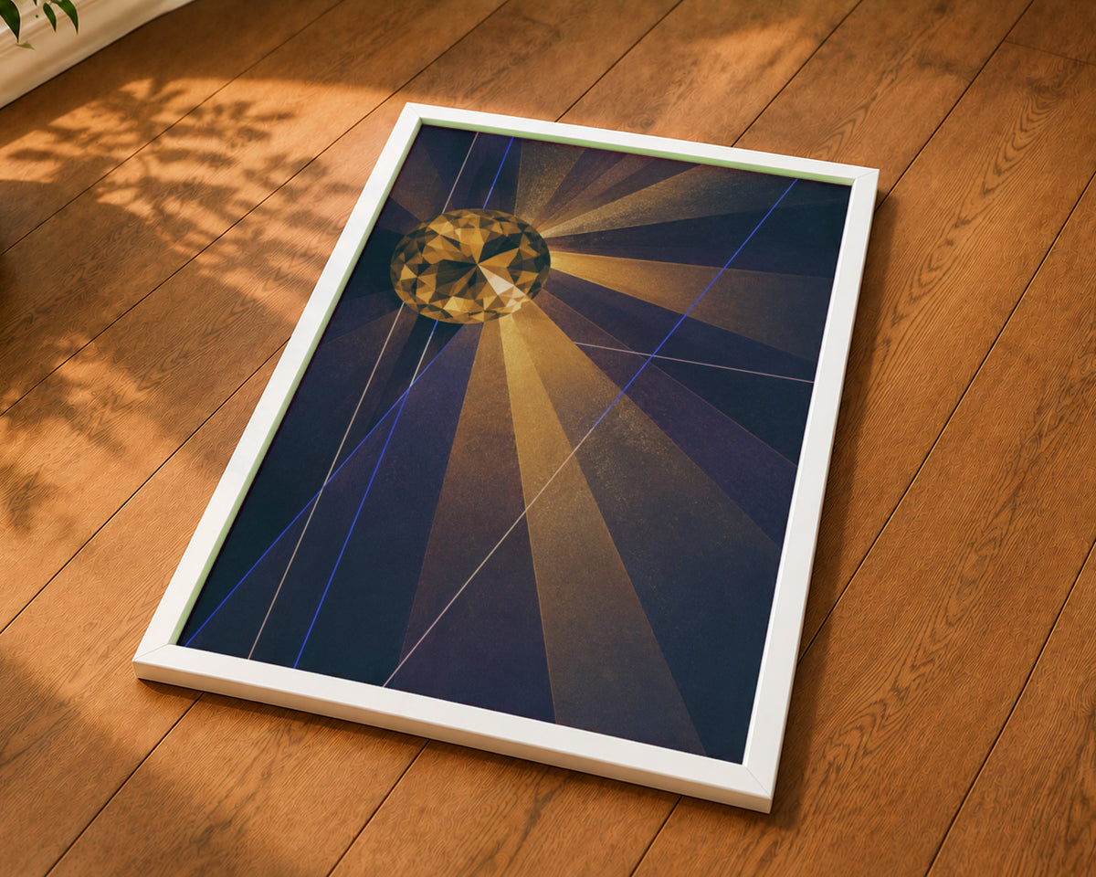 Amber Prism Sunburst – Geometric Abstract Wall Art