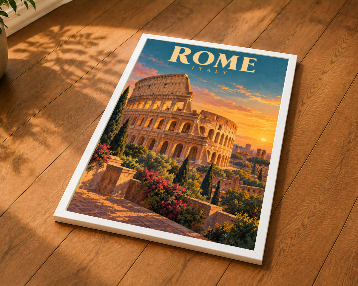 Rome Italy Sunset – Vintage Travel Poster Art Print