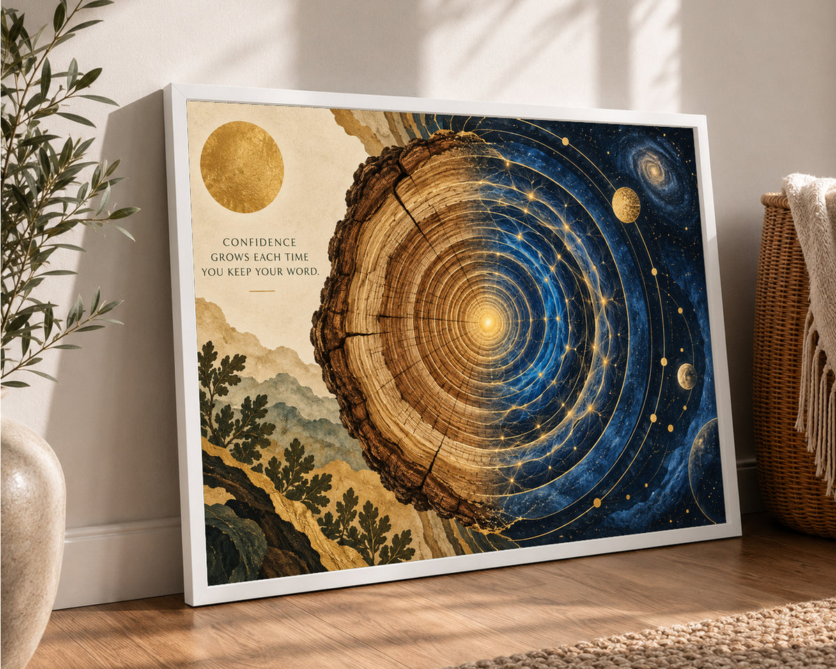 Confidence Growth Cosmic Tree Rings – Motivational Art Poster