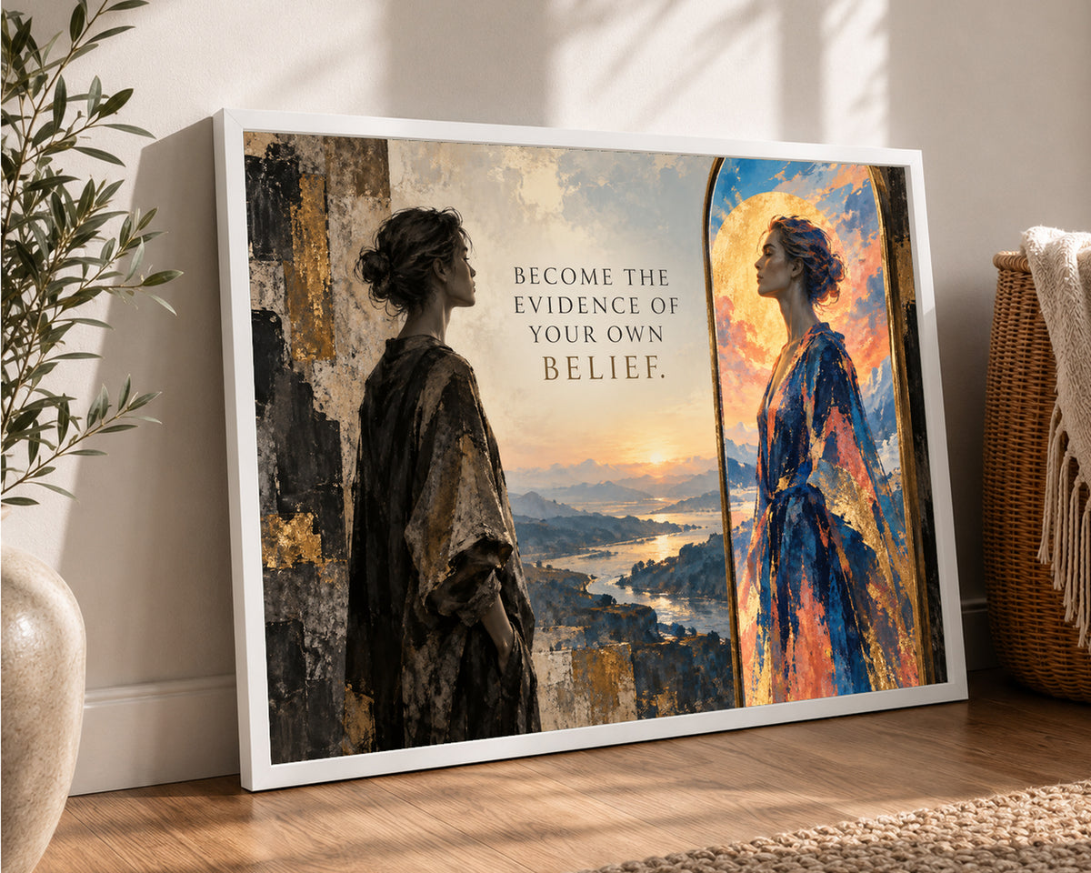 Become the Evidence – Self-Belief Mirror Quote Art Print