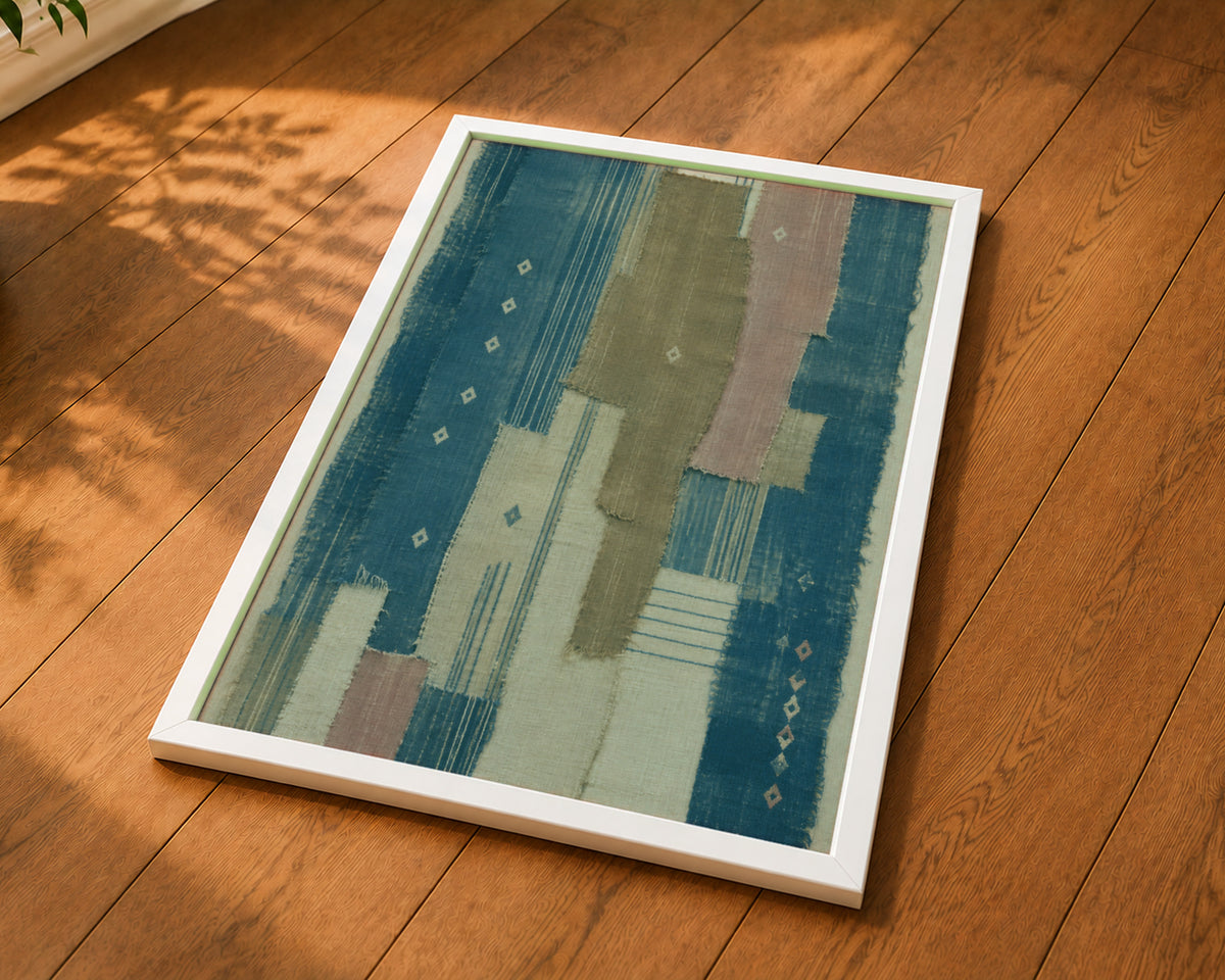 Patchwork Textile Abstract – Textile-Inspired Geometric Wall Art
