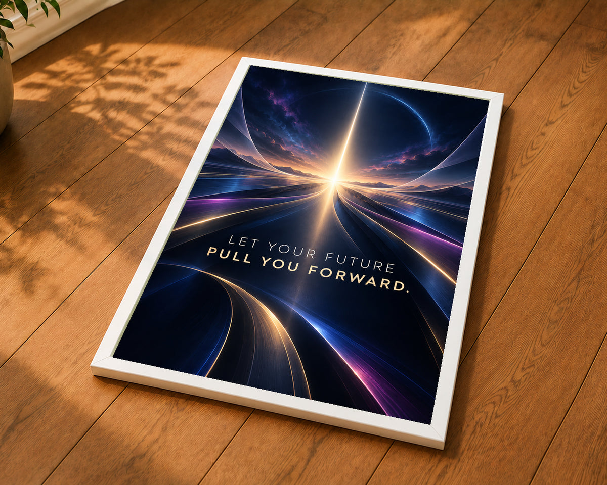 Future Pull Forward – Sci-Fi Motivation Poster