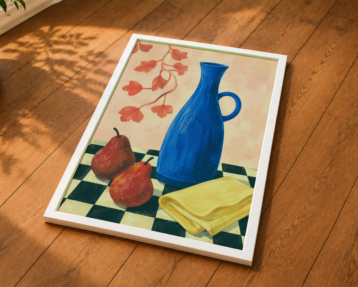 Blue Vase with Pears – Still Life Art Print