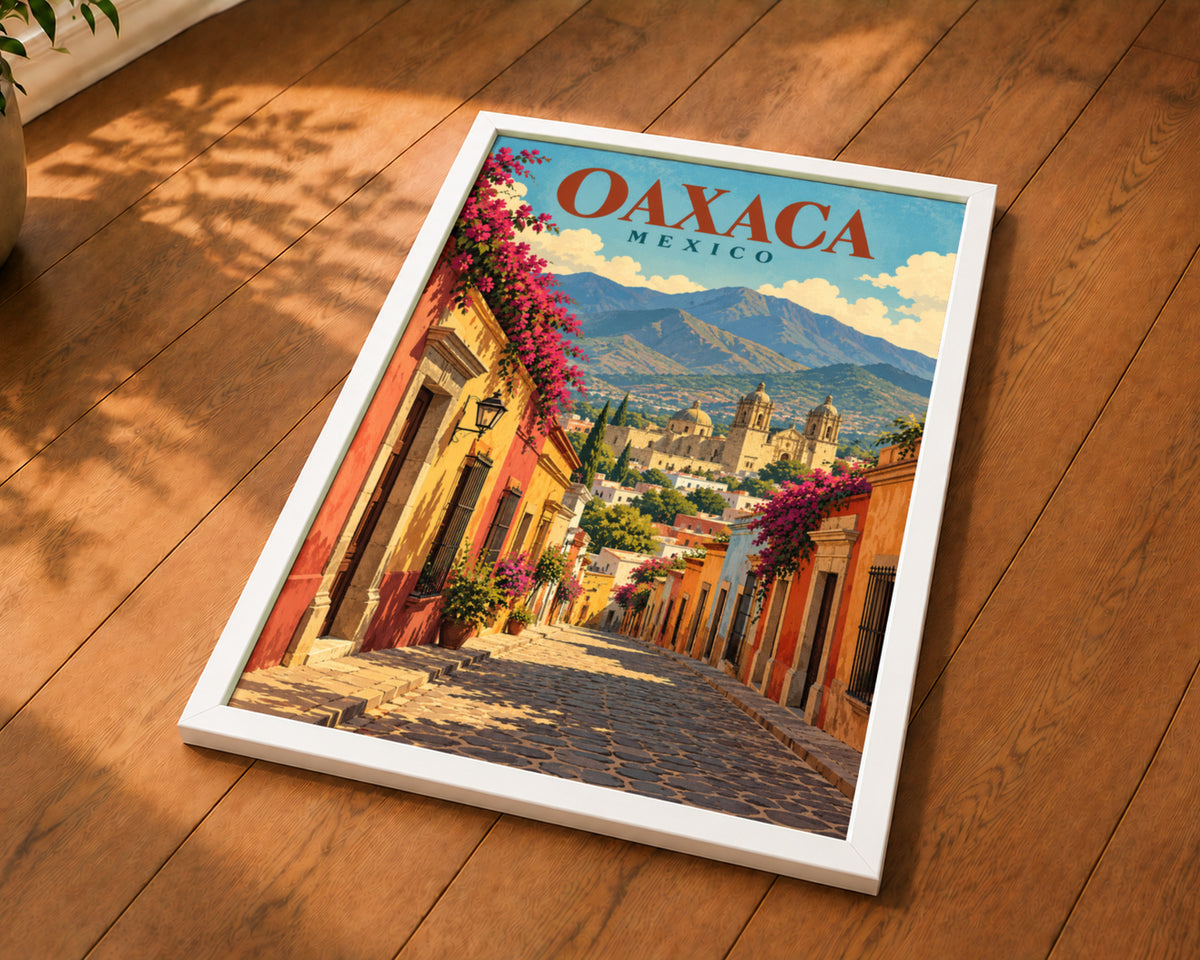 Oaxaca Mexico Street View – Vintage Travel Poster Art Print
