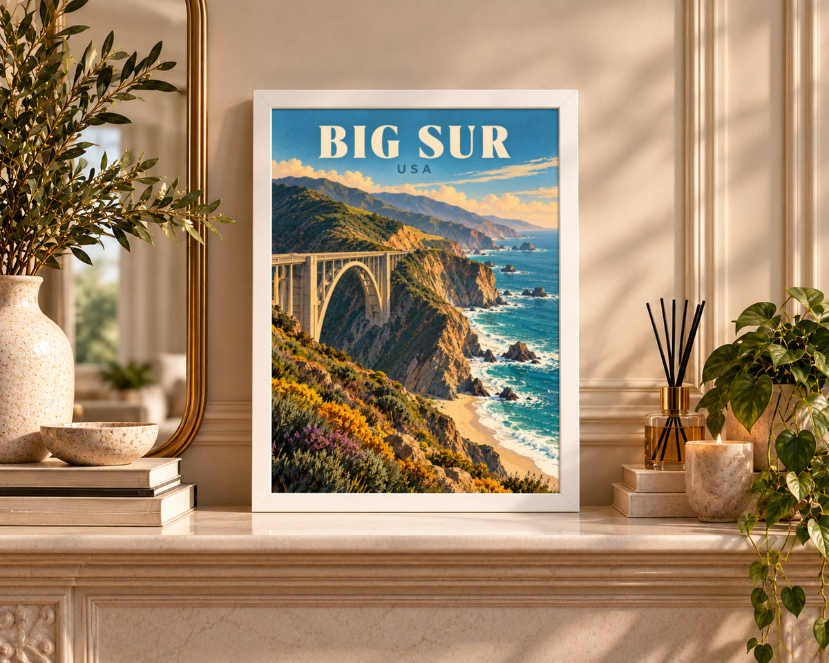Big Sur Coast Bridge – Vintage Coastal Landscape Art Print