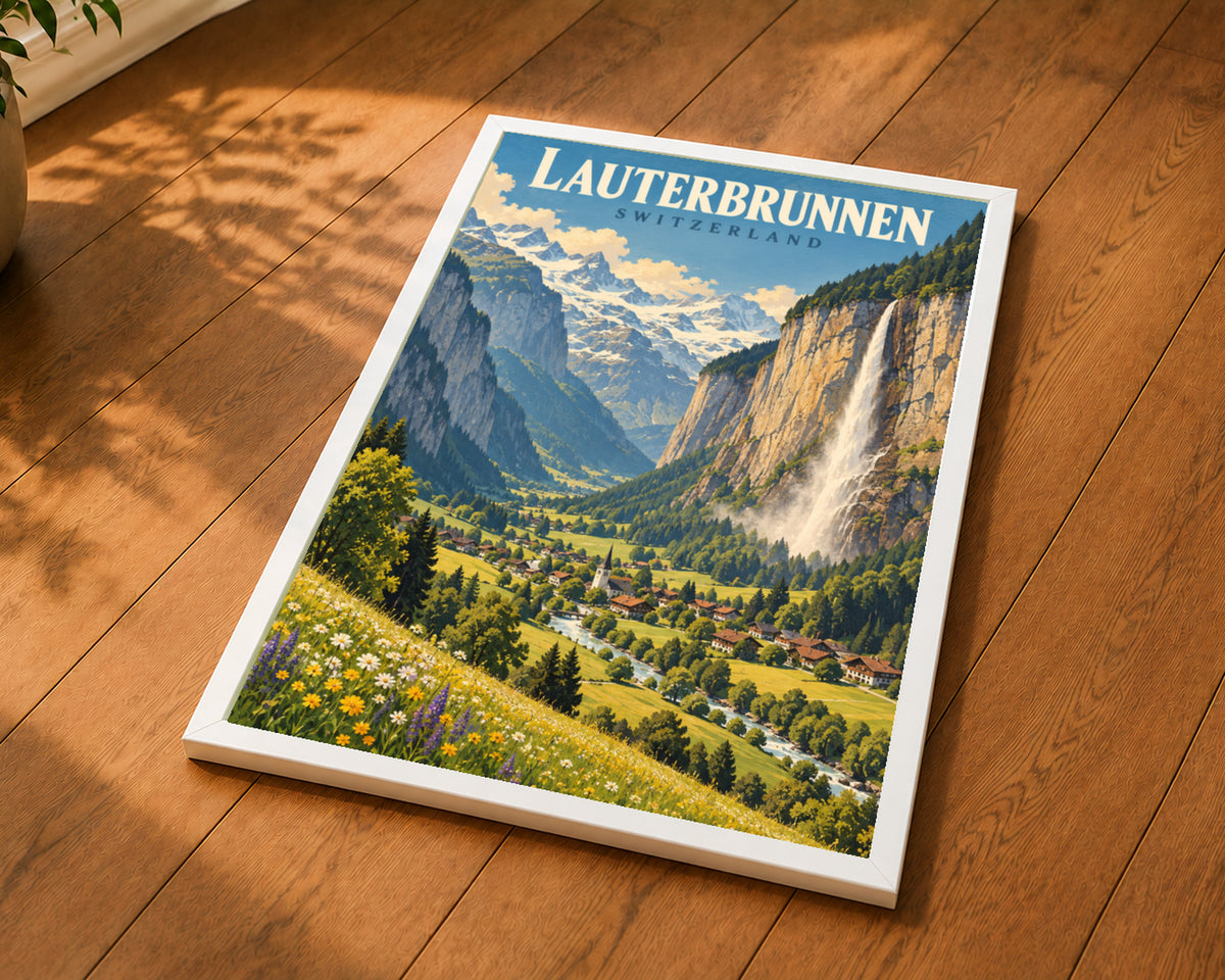 Lauterbrunnen Valley – Swiss Alpine Waterfall Art Print