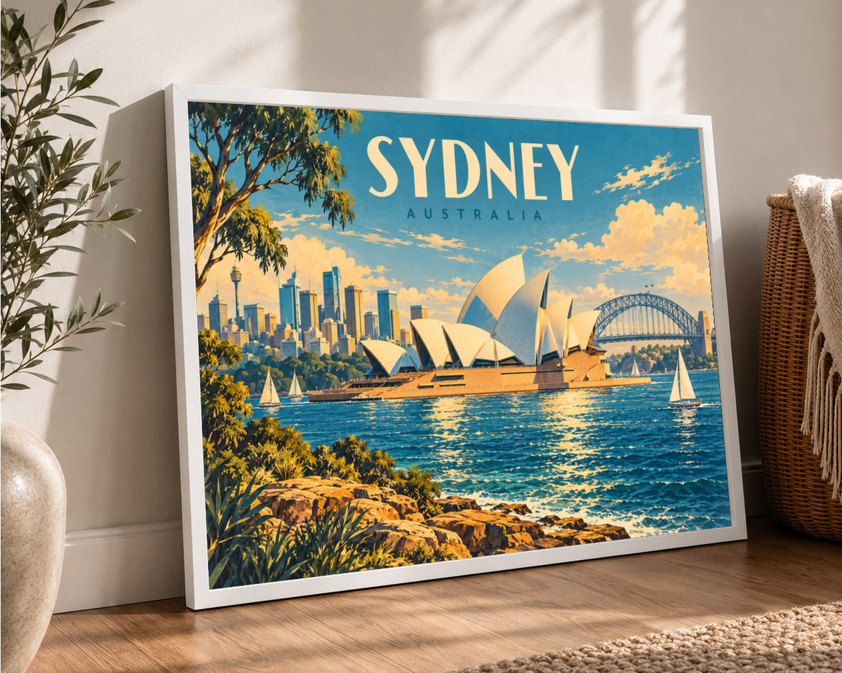 Sydney Harbour Skyline – Retro Travel Poster Art Print