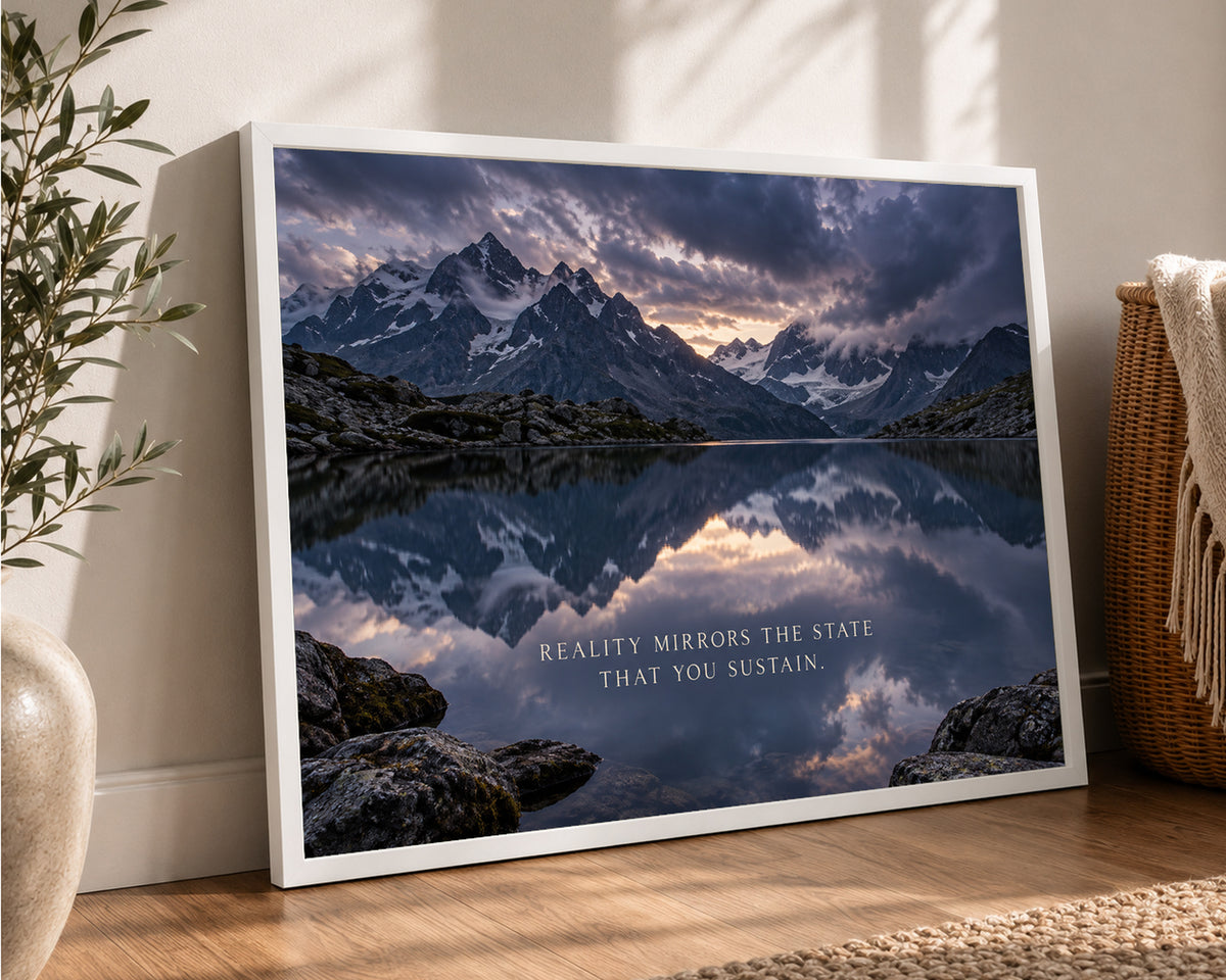 Mirror Lake Mountains – Self-Reflection Alpine Landscape Art Print