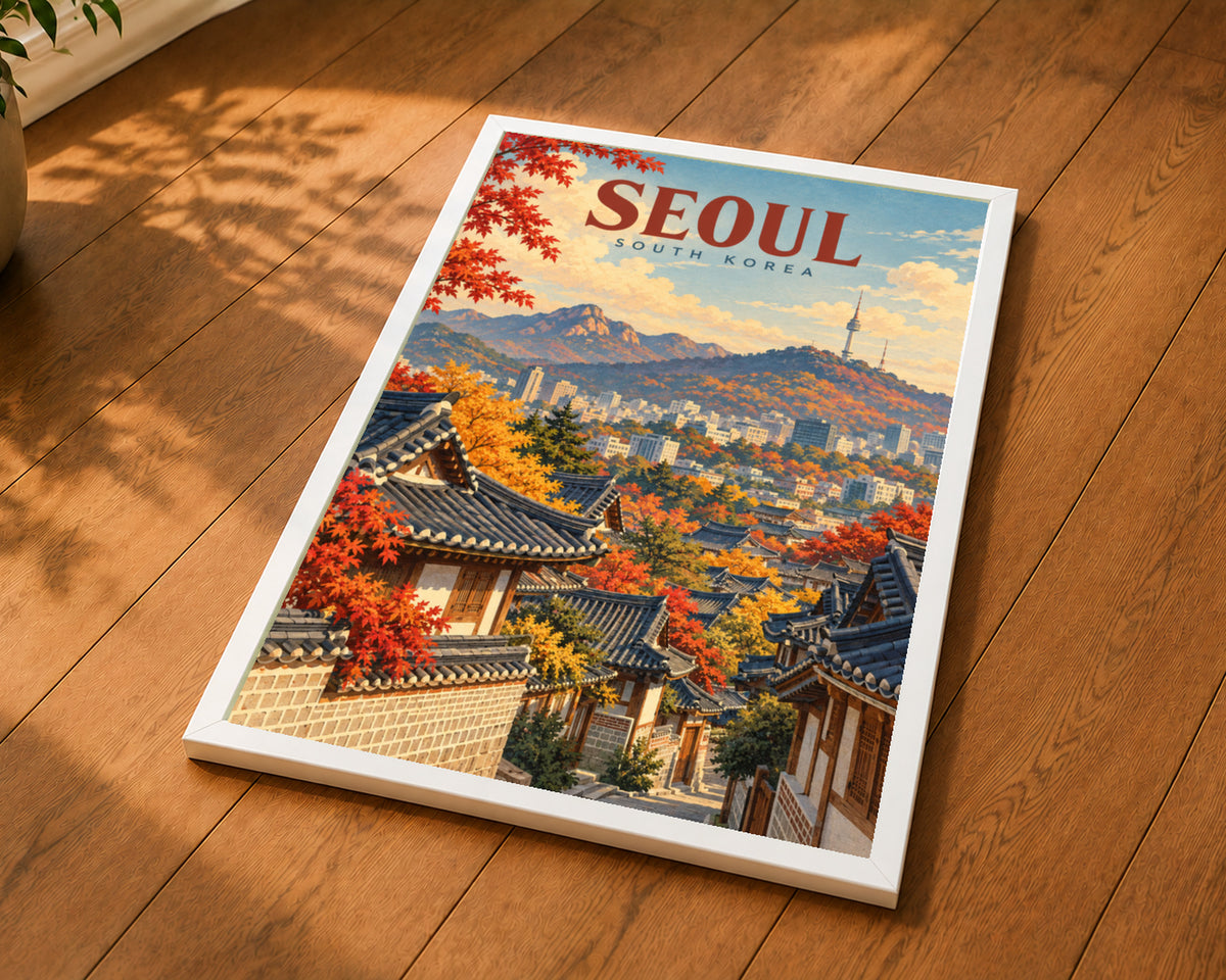 Seoul Autumn Skyline – Seoul South Korea Travel Poster