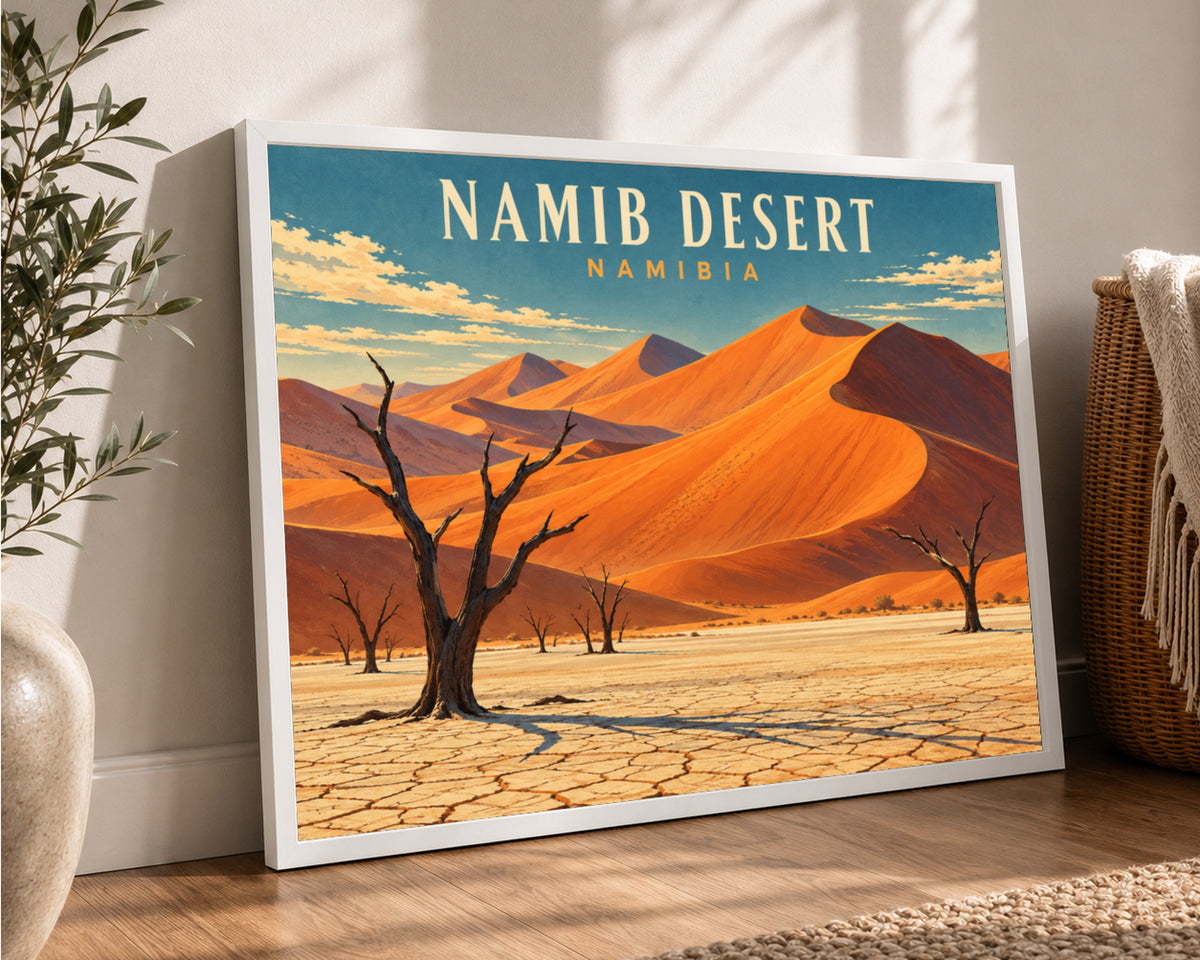 Namib Desert Landscape – Retro Travel Poster Wall Art
