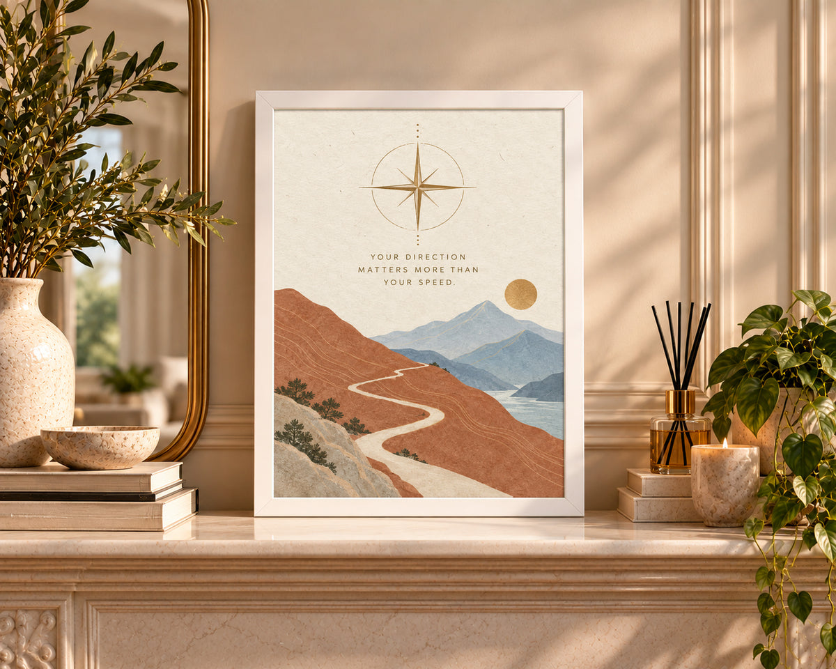 Your Direction Matters – Vintage Compass Journey Art Print