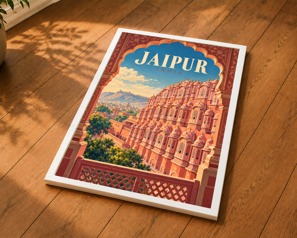 Jaipur India Arch View – Vintage Travel Poster Art Print