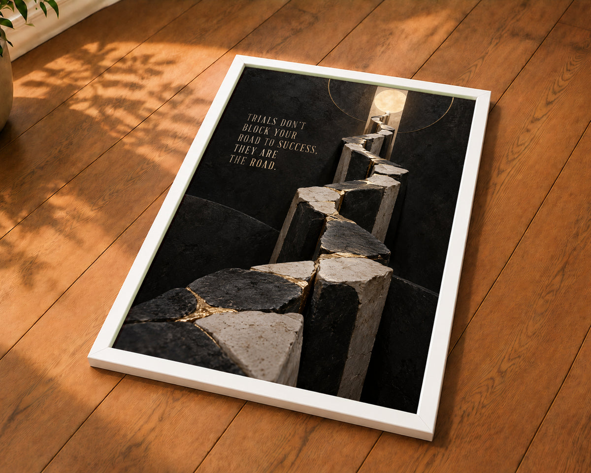 Trials Don't Block Your Road – Motivational Path to Success Poster