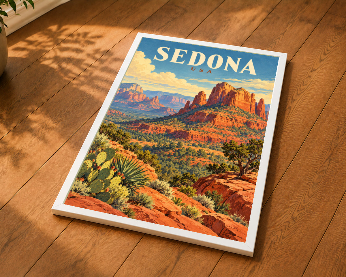 Sedona USA Desert Vista – Retro Travel Poster Wall Art