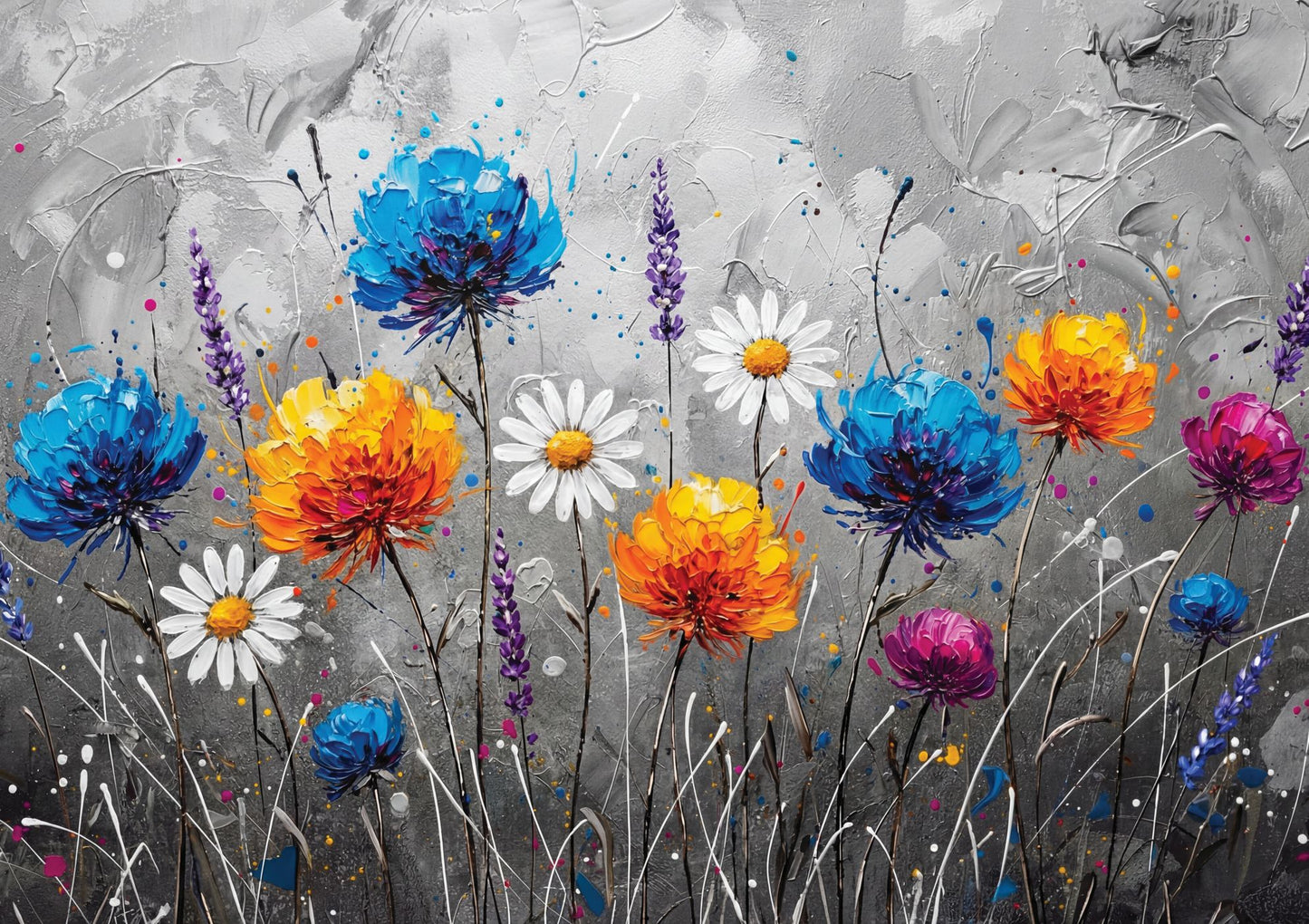 Textured Wildflower Meadow Abstract Floral