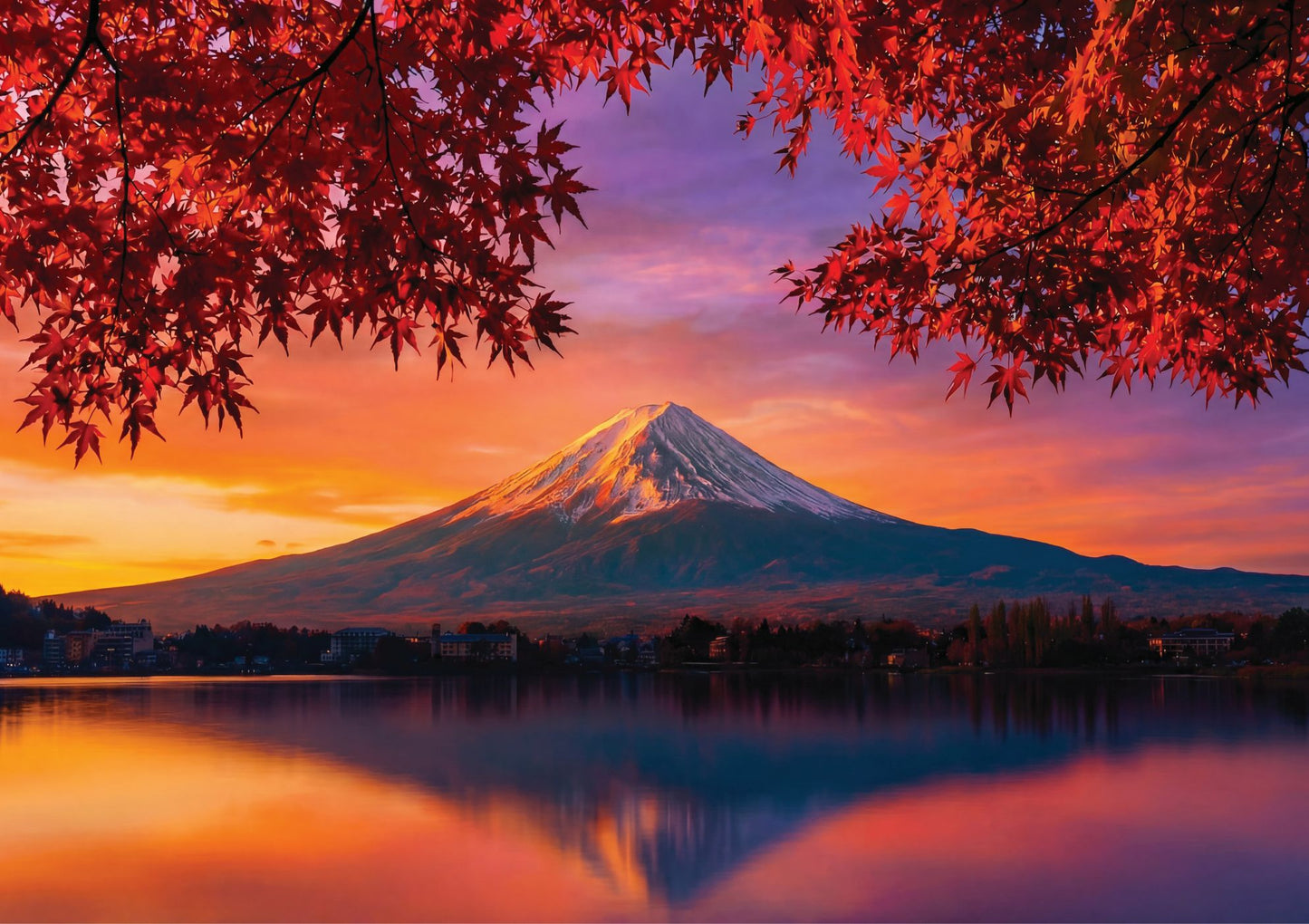 Mount Fuji Autumn Sunset Lake