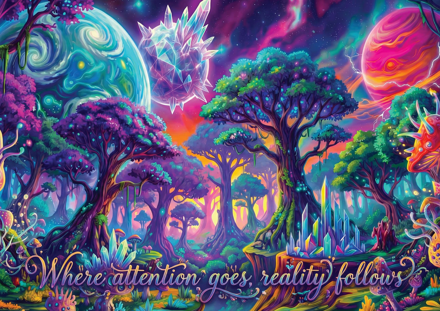 Where Attention Goes Reality Follows Cosmic Forest