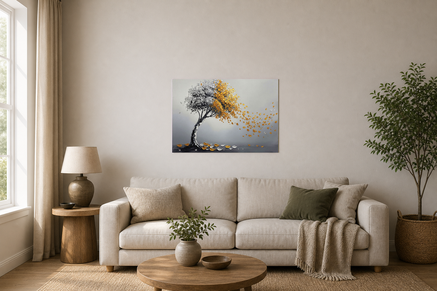 Gold and Silver Windblown Tree