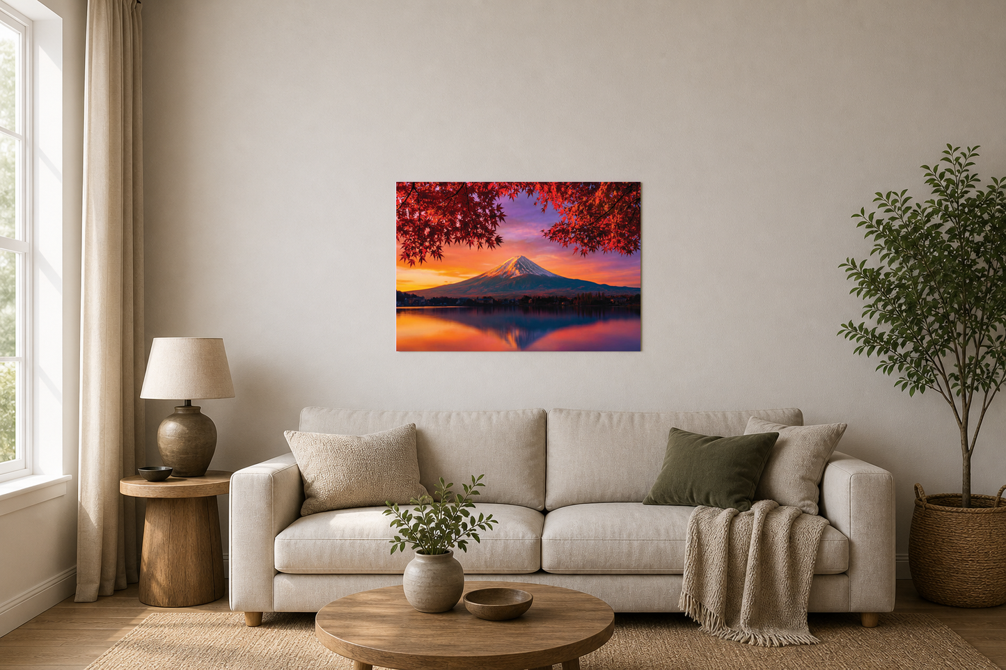 Mount Fuji Autumn Sunset Lake