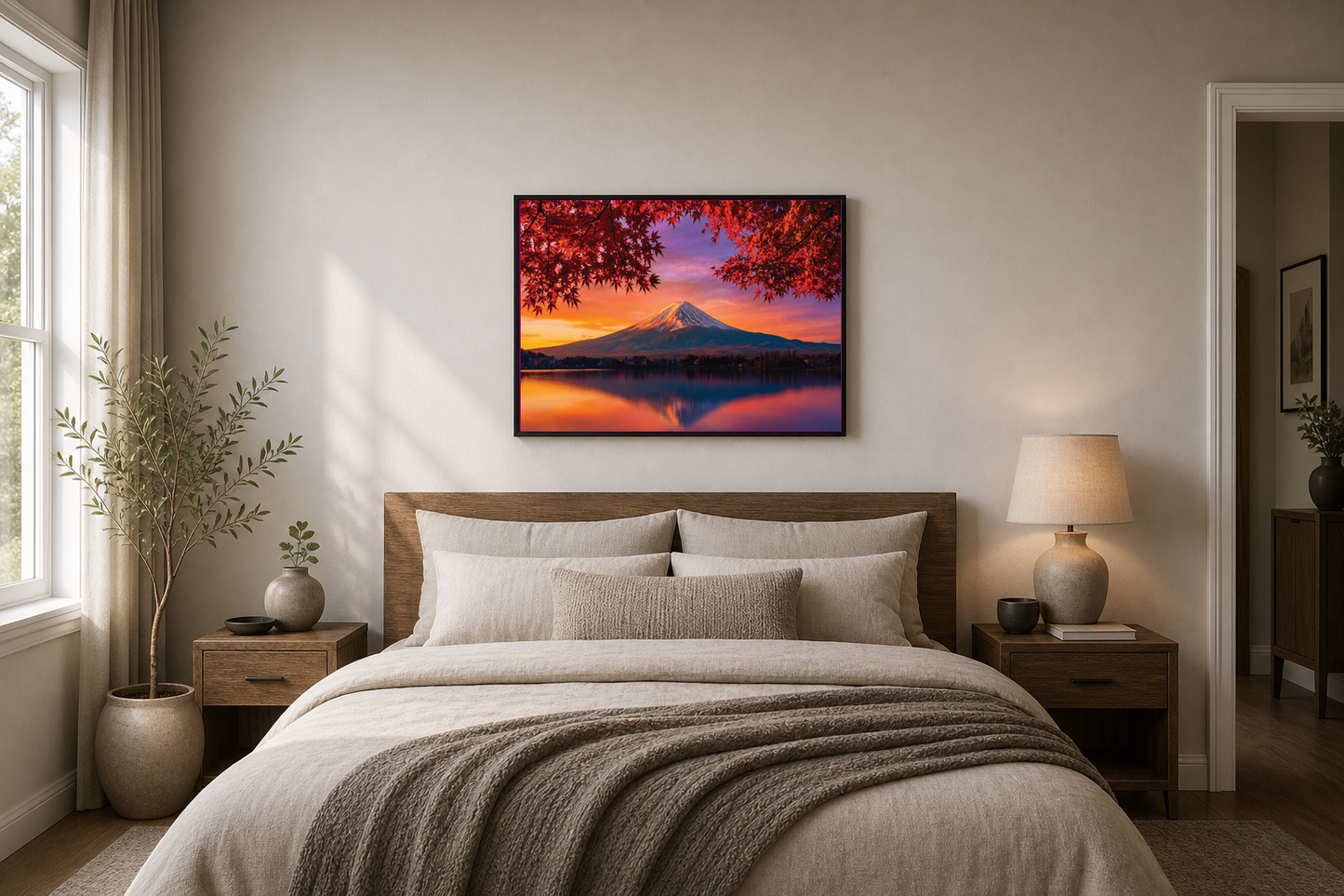 Mount Fuji Autumn Sunset Lake