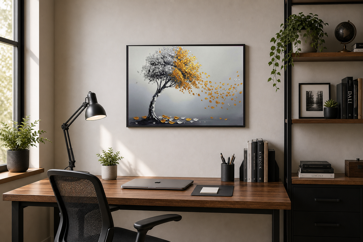 Gold and Silver Windblown Tree