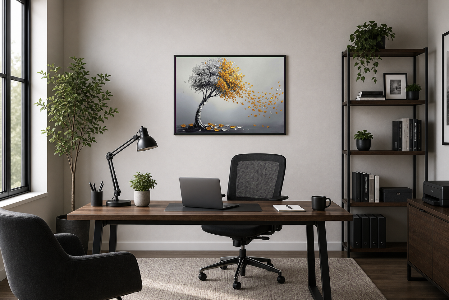 Gold and Silver Windblown Tree