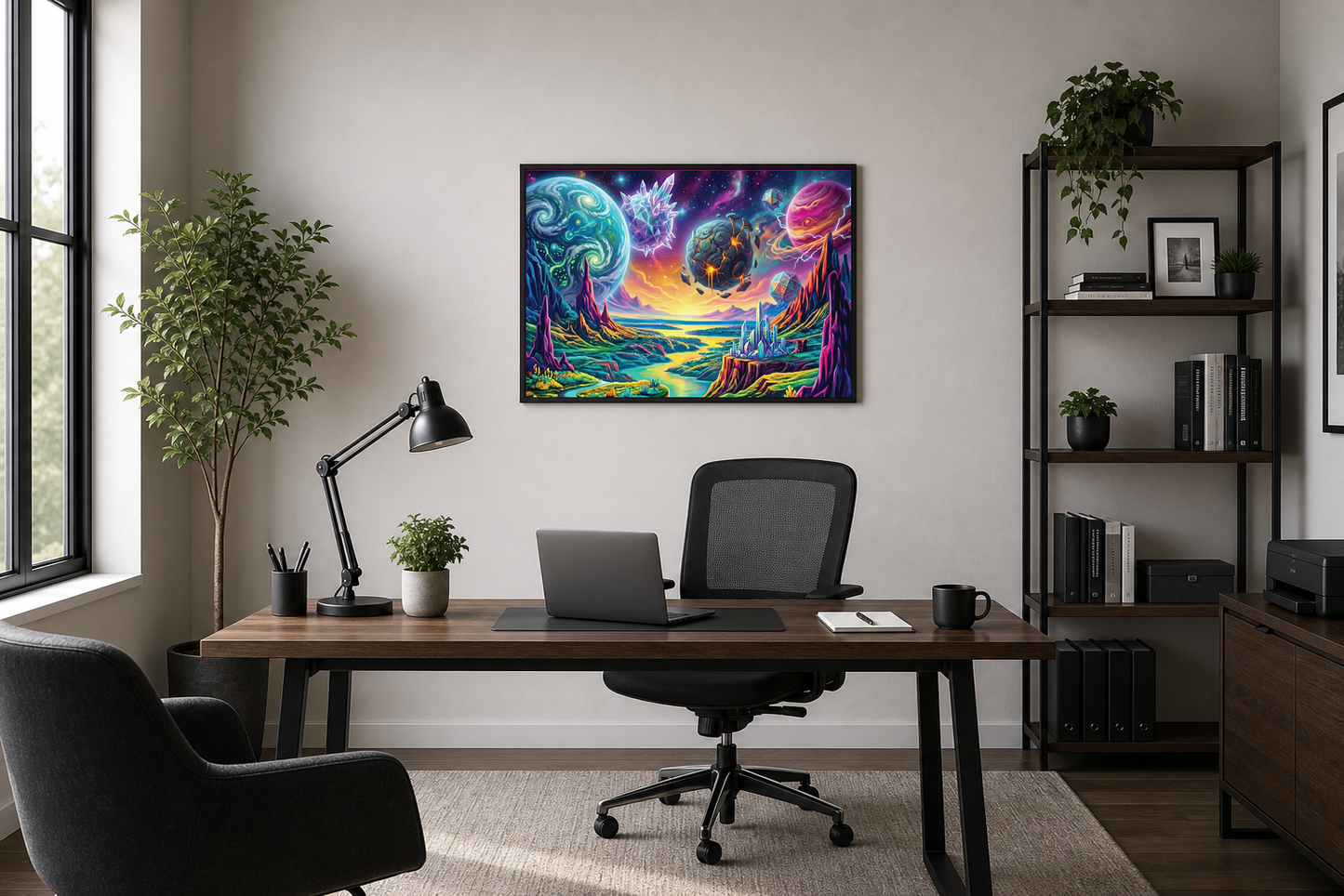 Neon Crystal Planet Fantasy
