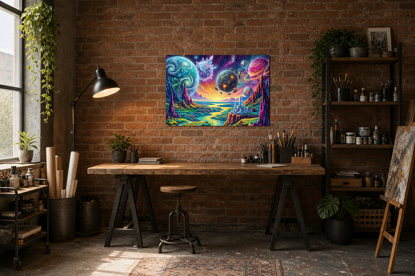 Neon Crystal Planet Fantasy