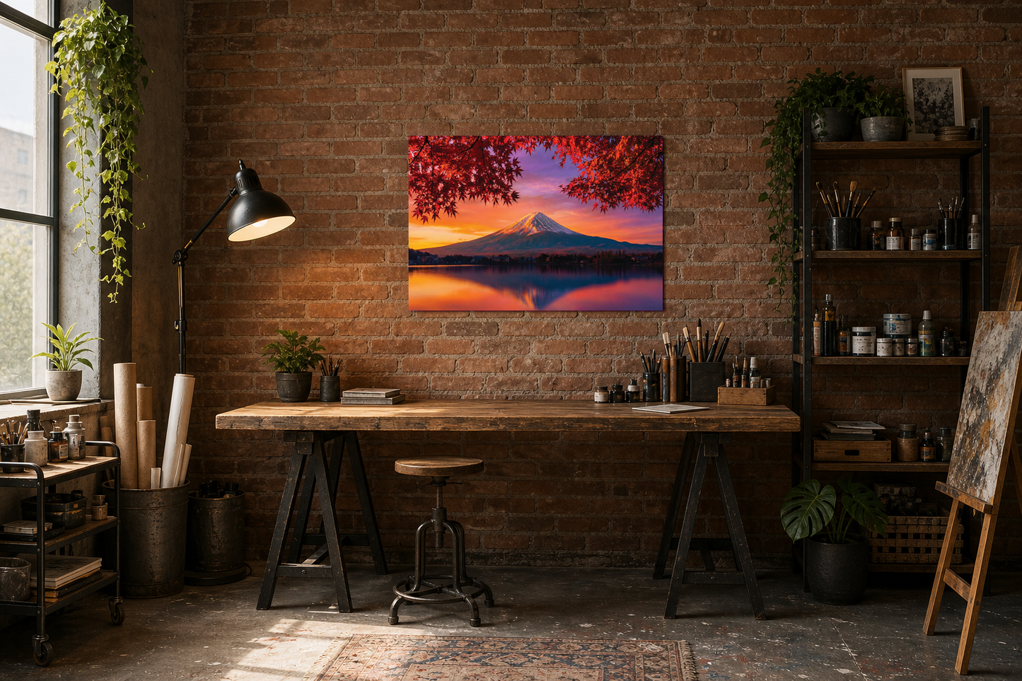 Mount Fuji Autumn Sunset Lake