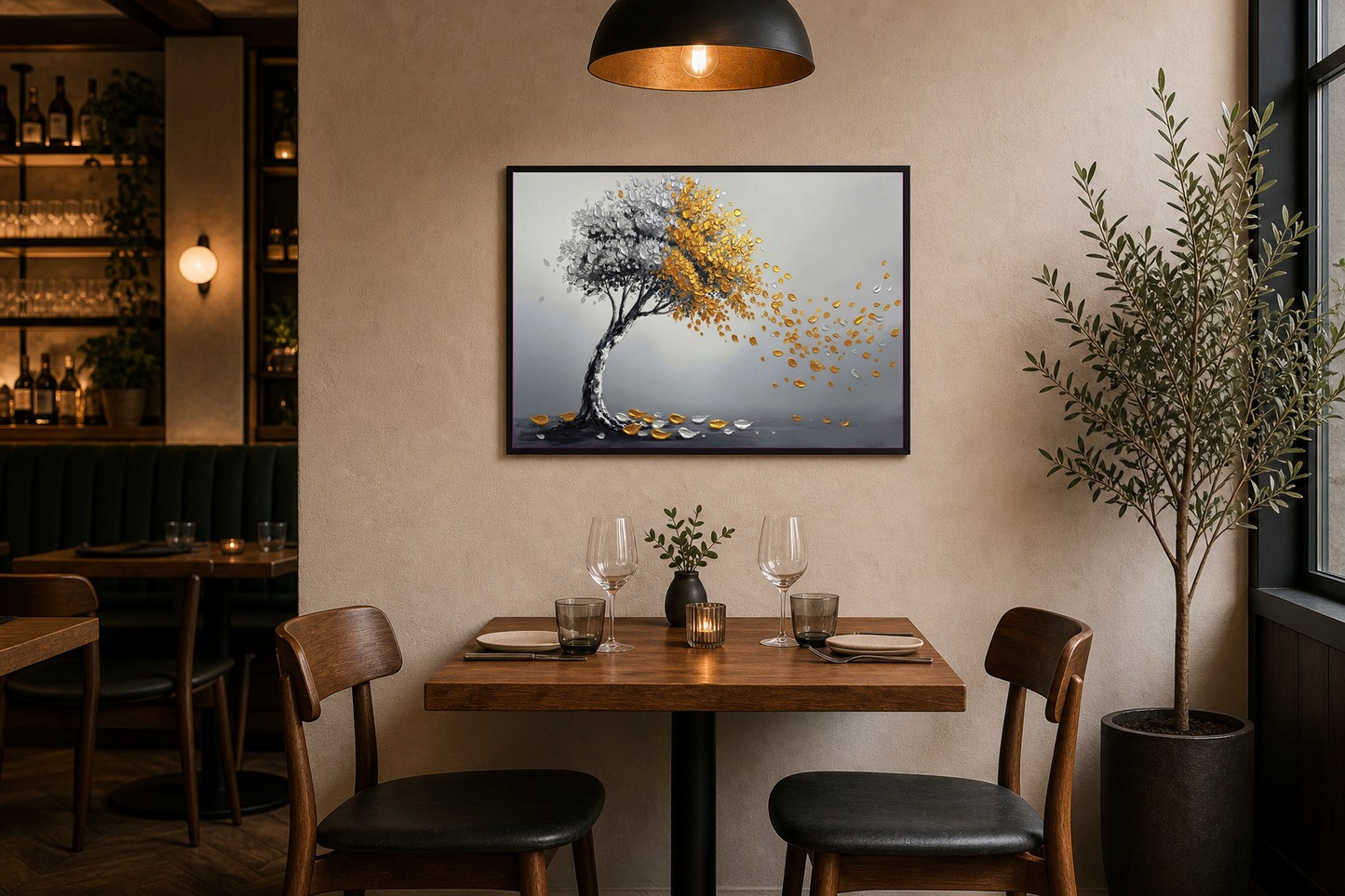 Gold and Silver Windblown Tree