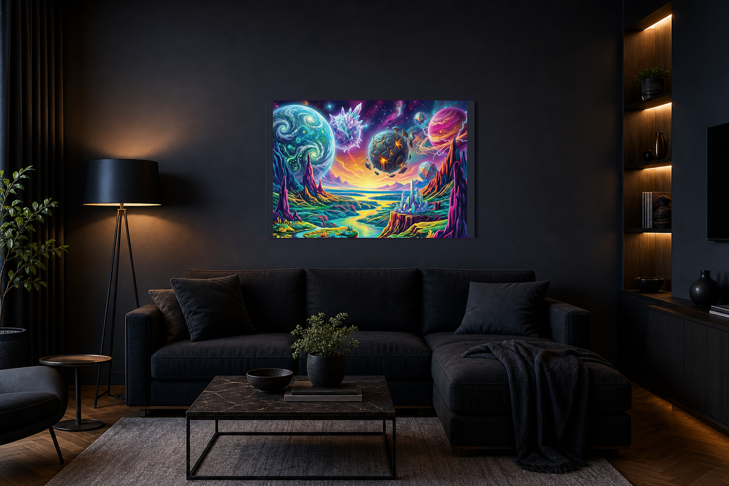Neon Crystal Planet Fantasy