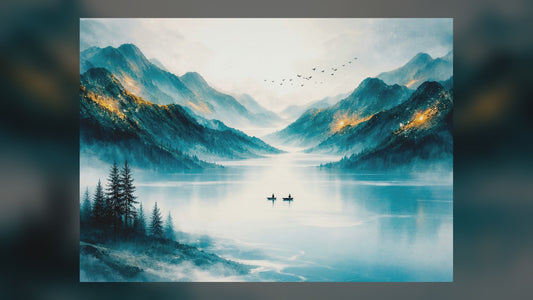 Misty Surreal Lake Mountains