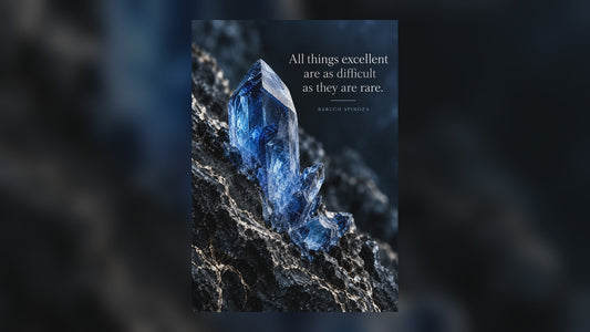Blue Crystal Poster – Baruch Spinoza Quote Inspirational Art Print